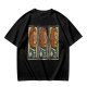 Olive Green T-Shirt With Three Panel Cartoon Monkey Head Print