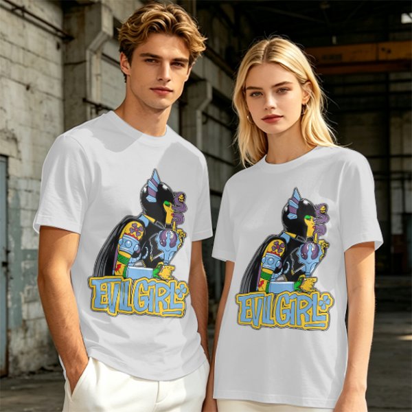 Olive T-shirt with Evil Girl Graphic Print