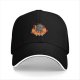 Black baseball cap with goat skulls and flames graphic