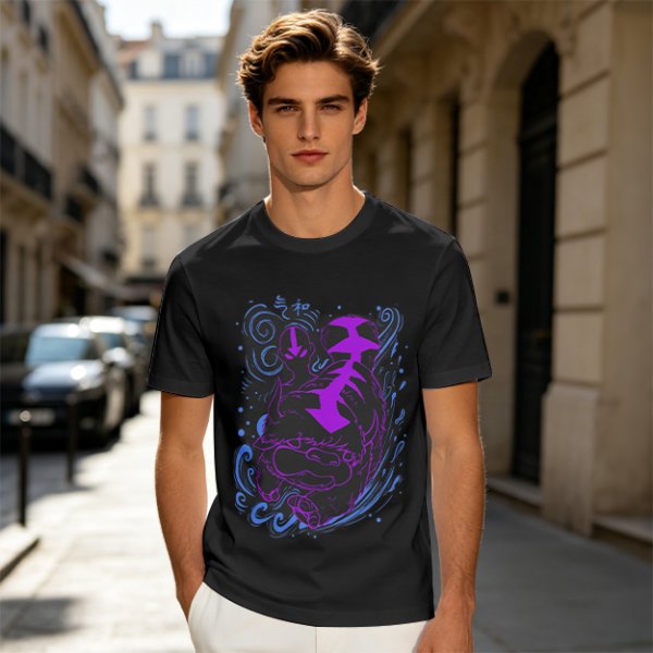 Olive Green T-Shirt With Neon Purple Avatar The Last Airbender Art Print