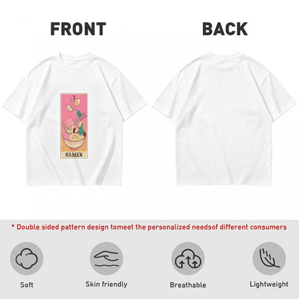 Olive T-Shirt With Ramen Tarot Card Style Graphic Print