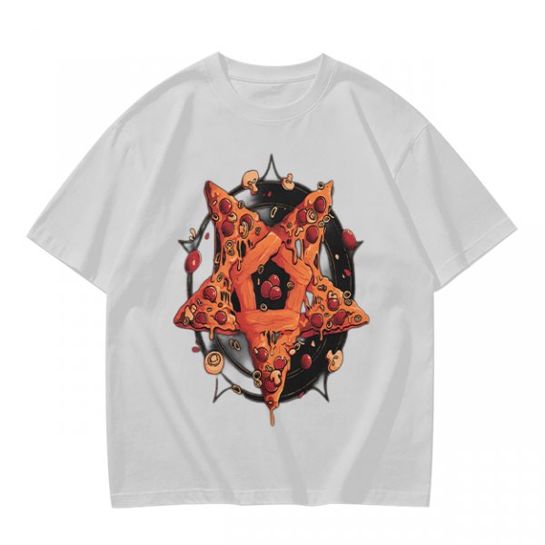 Olive T-Shirt With Pizza Pentagram Graphic Design