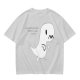 Olive T-Shirt With Cute Running Ghost Dinosaur Graphic Print