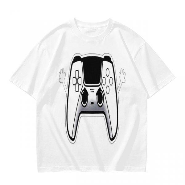 Olive T-Shirt With Cartoon Game Controller Graphic