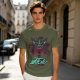 Olive T-Shirt With Cyberpunk Witcher Wolf Emblem Print