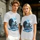 Olive T-Shirt With Dragon Rider Moonlit Fantasy Art Print