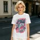Olive t-shirt with retro hot juice devil graphic print
