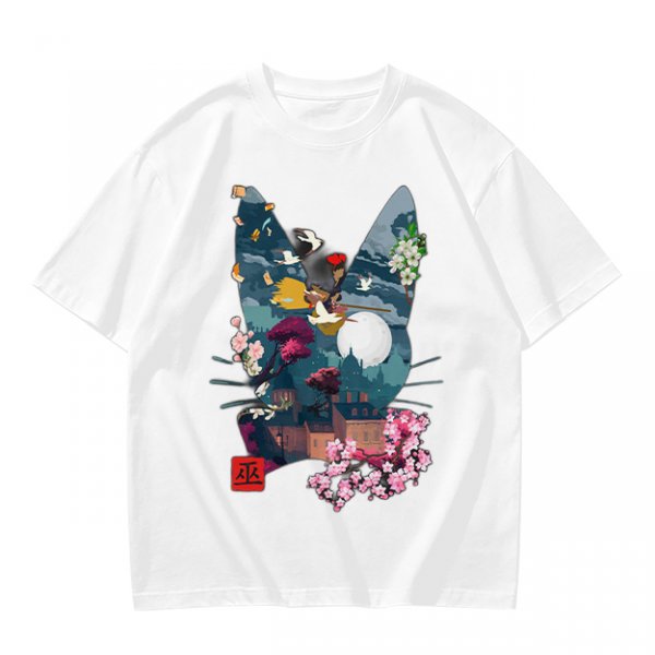 Olive Green T-Shirt With Japanese Nature Inspired Graphic Print