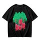 Olive T-Shirt With Cartoon Anthropomorphic Apples In Forest Print