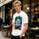 Olive T-shirt with fantasy forest glider rider graphic print