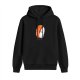 Black hoodie with cute hugging salmon sushi rice character print