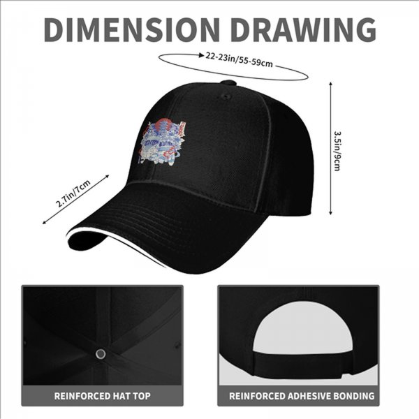 Black Baseball Cap With Japanese Anime Inspired Graphic Print