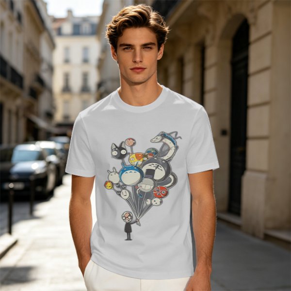 Olive T-Shirt With Studio Ghibli Character Balloon Print