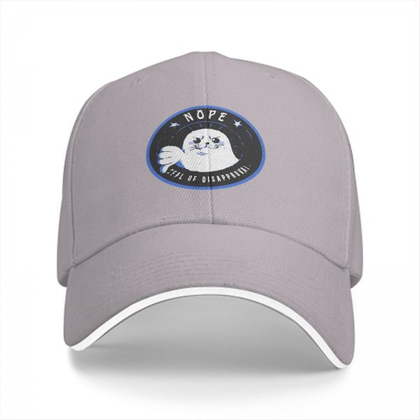 Black Baseball Cap With Nope Seal Of Disapproval Graphic