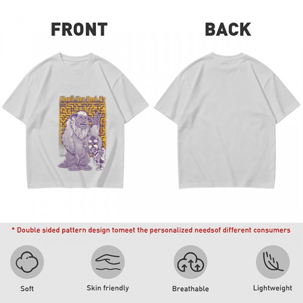 Olive graphic tee with maze and fantasy creatures reading Should You Need Us