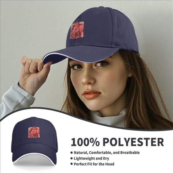 Black Baseball Cap With Red Vintage Warrior Graphic Print