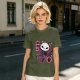 Olive T-Shirt with Skull Cat Ice Cream Graphic Print