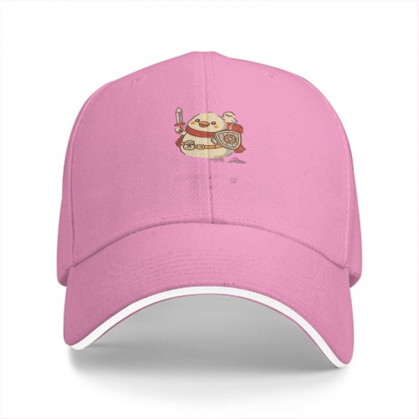 Black Baseball Cap With Cute Duck Warrior Knight Print