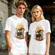 Olive T-Shirt With Dragon Silhouette Full Moon Graphic Print