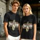 Olive green graphic t-shirt with zebra stripe design