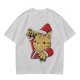 Olive Green T-Shirt With Waving Christmas Cat Graphic