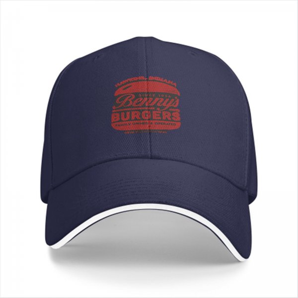 Black baseball cap with Benny's Burgers graphic print