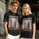 Olive T-Shirt with Japanese Shinto-inspired Window Landscape Print