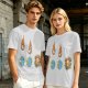 Olive Graphic Tee With Falling Cat Comets And Earth Artwork