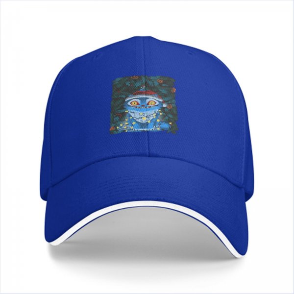 Black Baseball Cap With Christmas Cheshire Cat Print