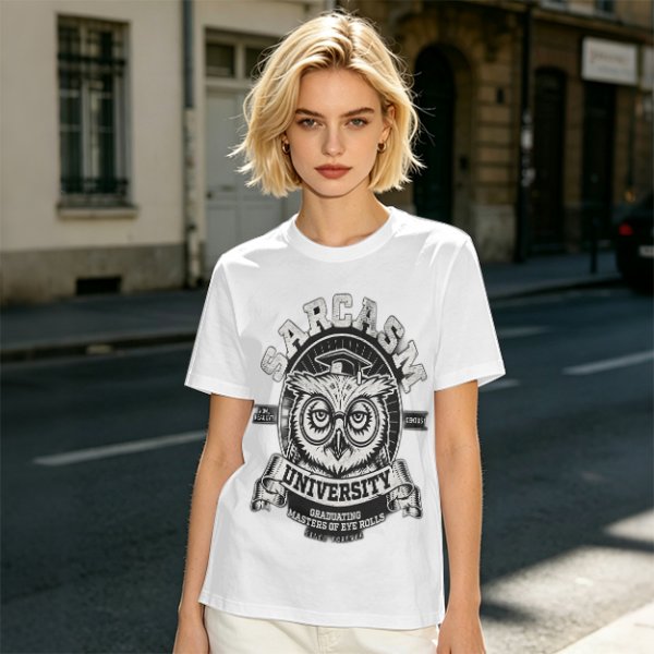 Owl Sarcasm University Masters of Eye Roll Graphic T-Shirt
