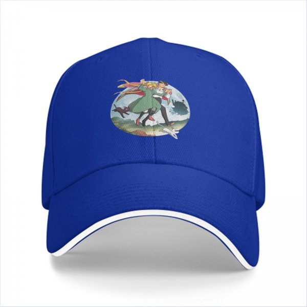 Black Baseball Cap with Howl’s Moving Castle Dancing Characters Print