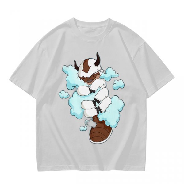 Olive Green T-Shirt With Sleeping Sky Bison On Clouds Print