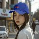 Black Baseball Cap With Red Split Bean Graphic Design