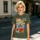 Olive t-shirt with Lego-style Brix cereal graphic print