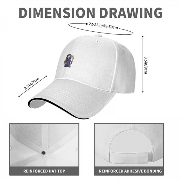 Black Baseball Cap With Cute Grim Reaper Graphic