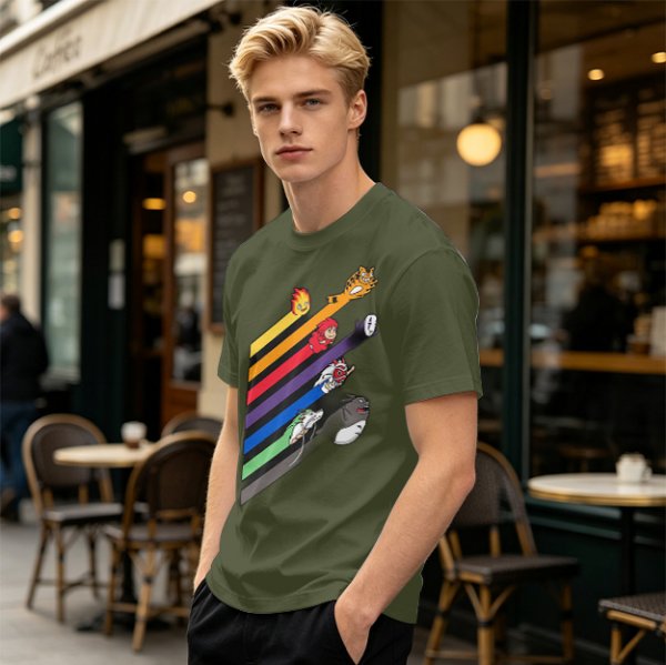 Studio Ghibli Characters Rainbow Stripe Graphic T-Shirt