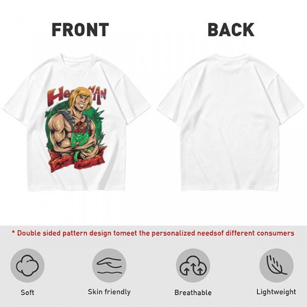 Olive T-shirt with He-Man and Battle Cat Graphic Print