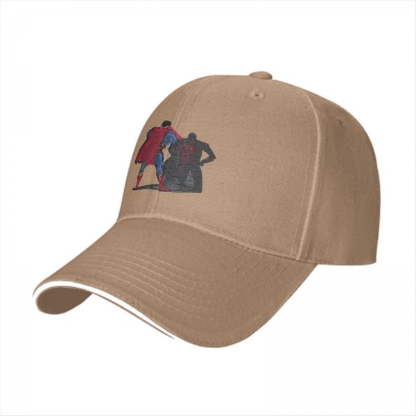 Black baseball cap with Superman and Batman shadow graphic