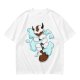 Olive Green T-Shirt With Sleeping Sky Bison On Clouds Print
