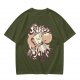 Olive t-shirt with 'More Coffee Less Drama' and moka pot graphic