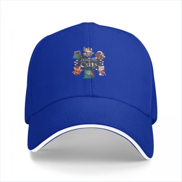 Black baseball cap with Dungeons & Cats fantasy cat characters print