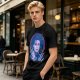Olive T-Shirt With Neon Edward Scissorhands Portrait Print