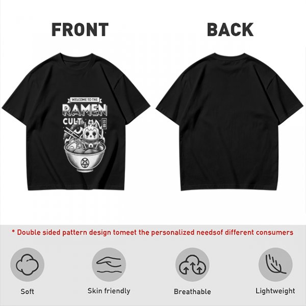 Olive Graphic T-Shirt Featuring Welcome To The Ramen Cult Art