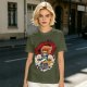 Olive T-Shirt with Retro Anime Lion Character Graphic