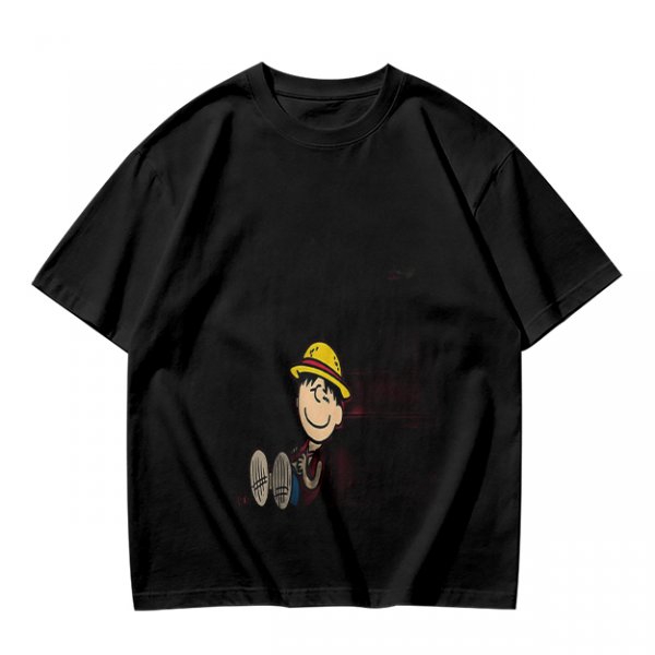 Olive Green T-Shirt with Smiling Boy in Yellow Hat Graphic