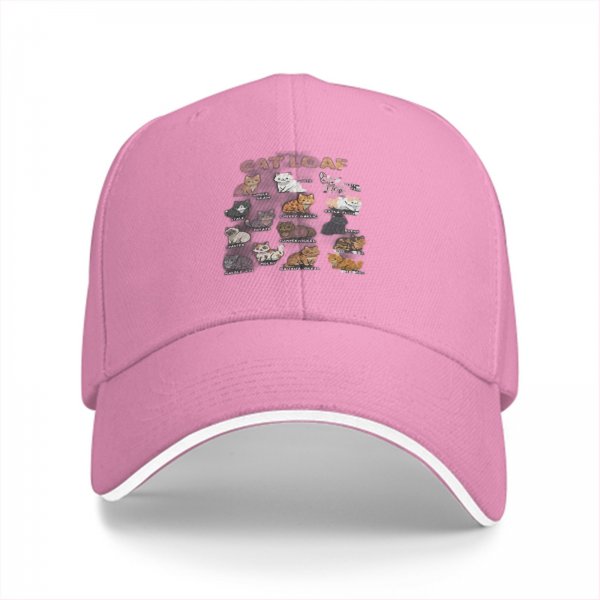Black Baseball Cap With Cat Loaf Breeds Graphic Print
