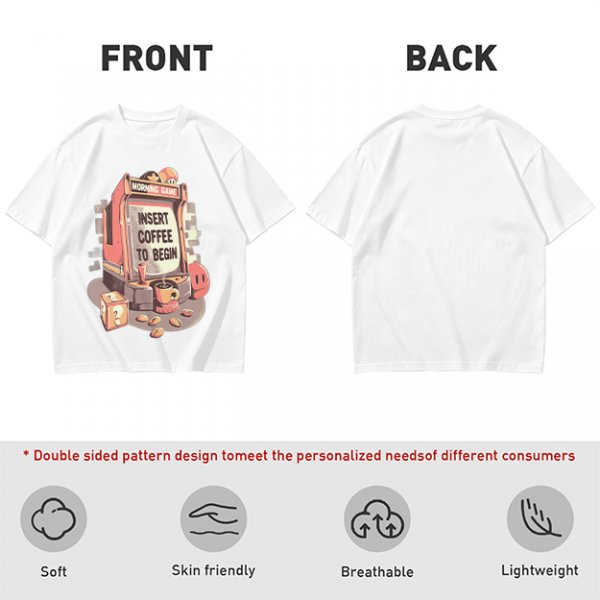 Gaming Themed T-Shirt With 'Insert Coffee To Begin' Print