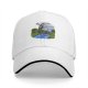 Black Baseball Cap With Cartoon Boys Crossing Stream Artwork