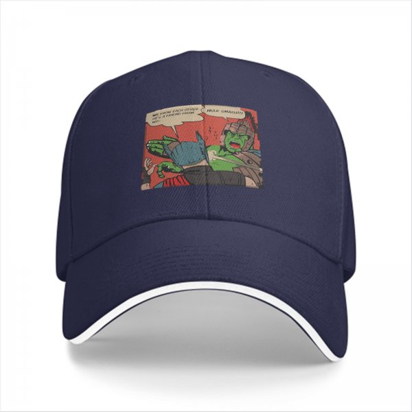 Baseball cap with Thor and Hulk comic panel print