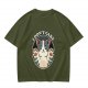 Olive T-shirt with I Don't Care Cat Graphic Print